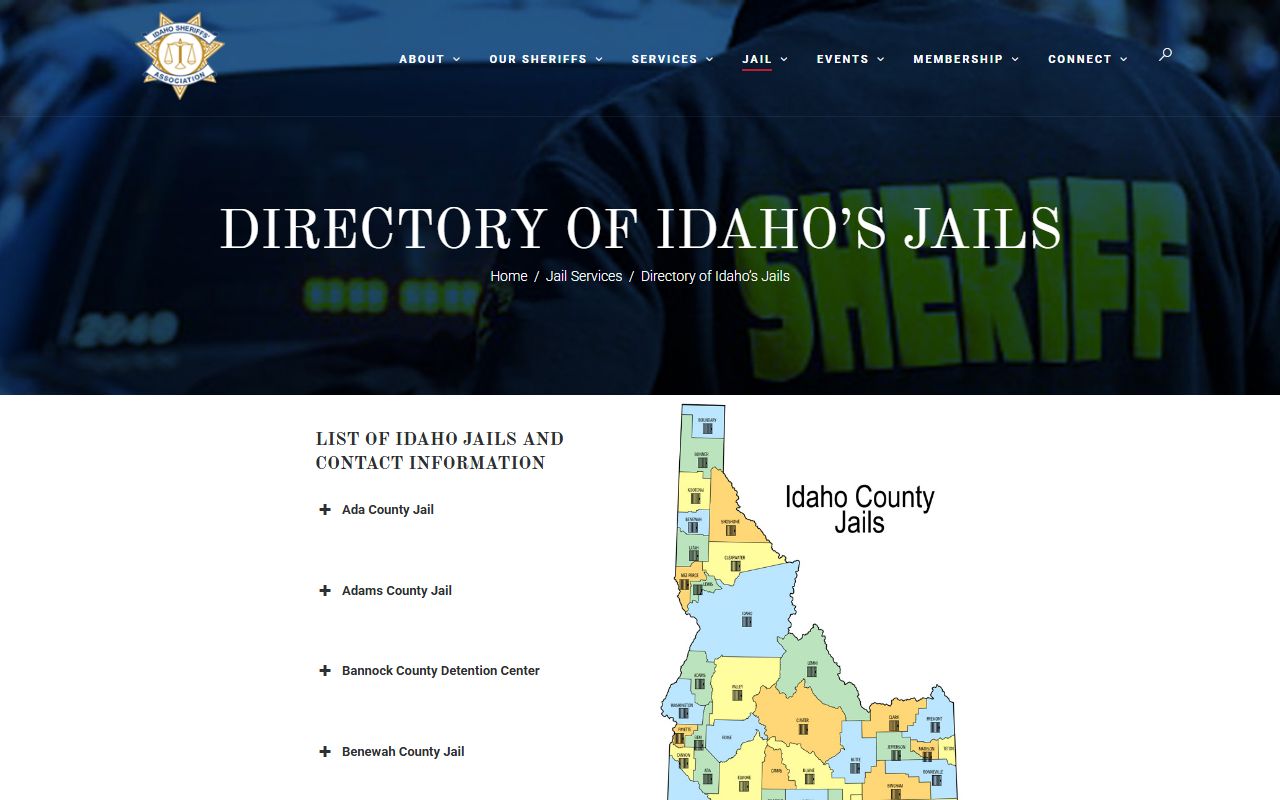 Custer County inmate population entry in the Idaho jails directory